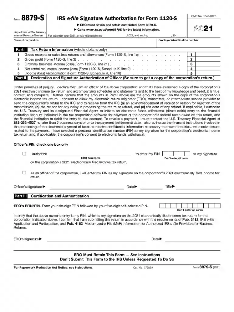 e file form 8879 Preview on Page 1