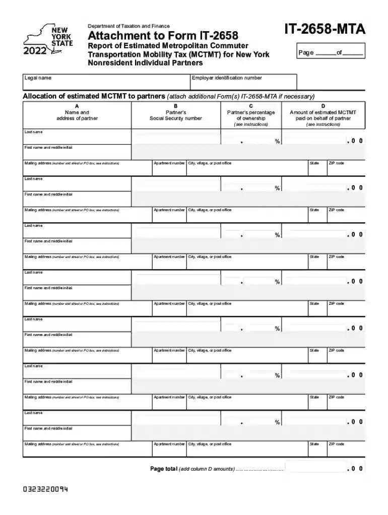 Attachment to Form IT-2658, Report of Estimated ... Preview on Page 1