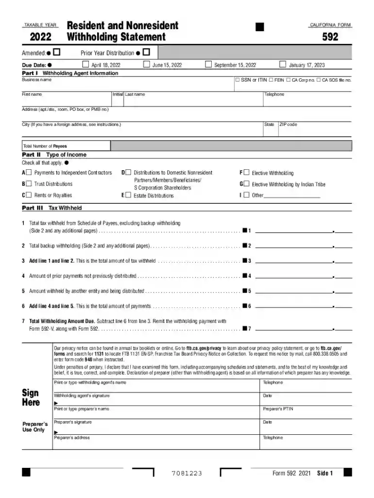 ca form 592 Preview on Page 1