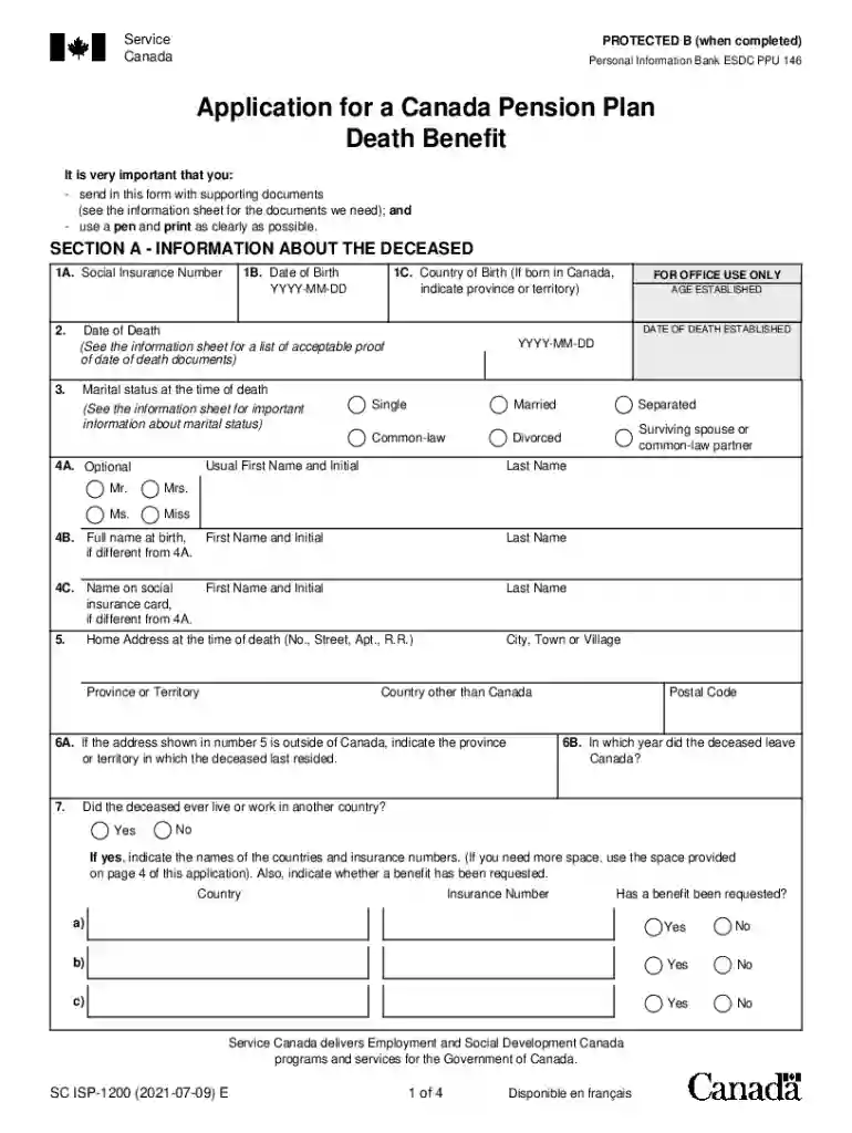 cpp death benefit application form Preview on Page 1