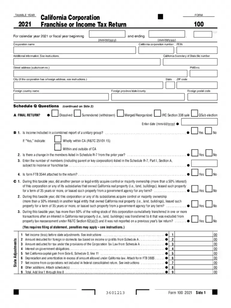 form 100 Preview on Page 1