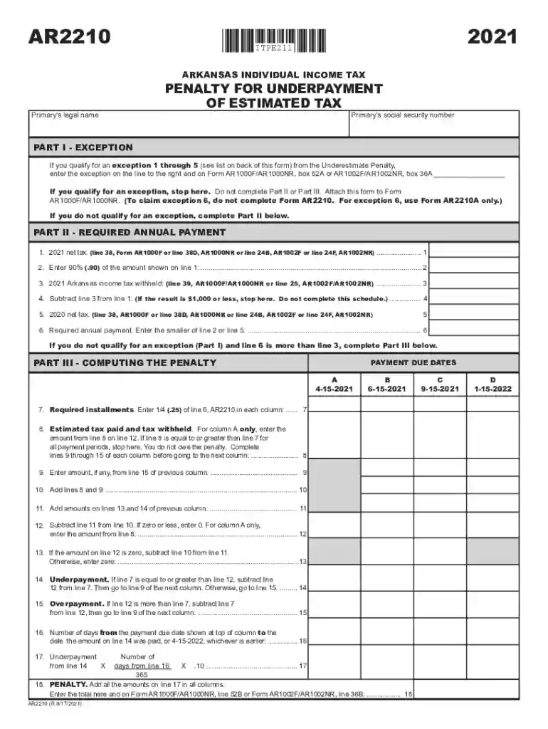 what is form 2210 Preview on Page 1