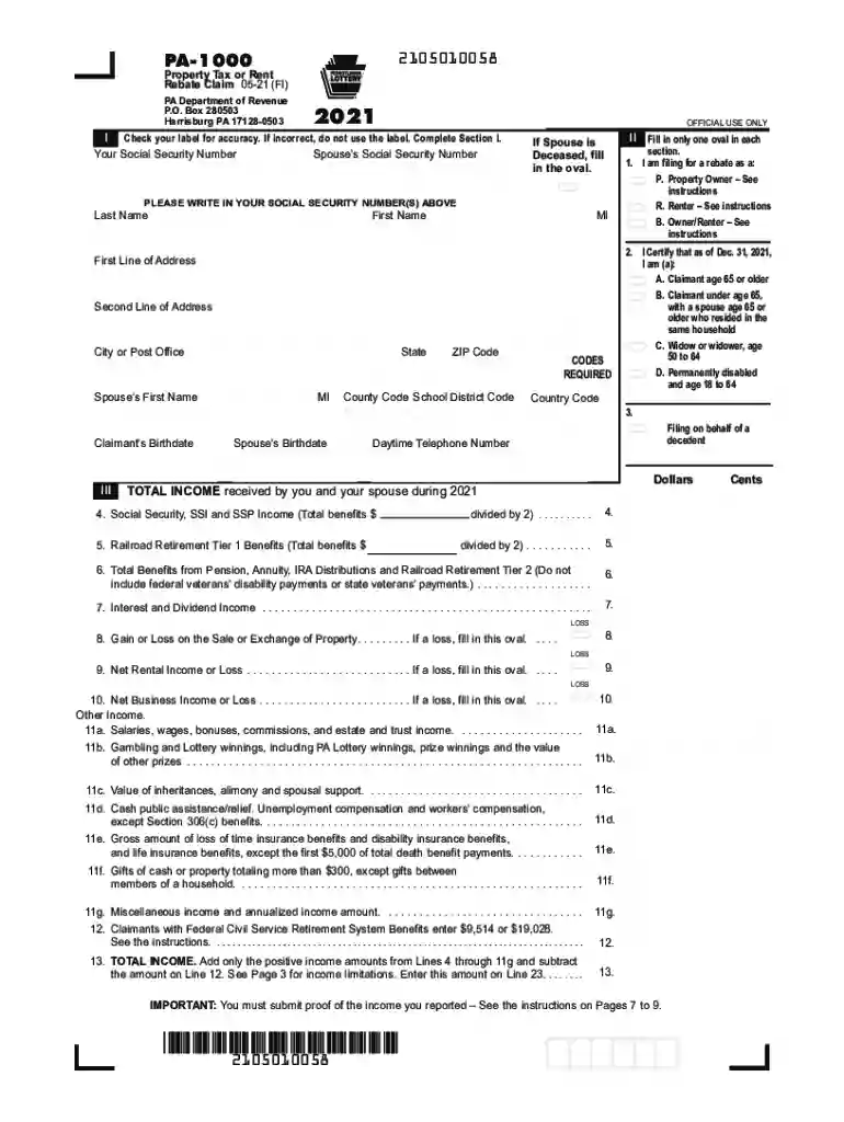 rent rebate application Preview on Page 1