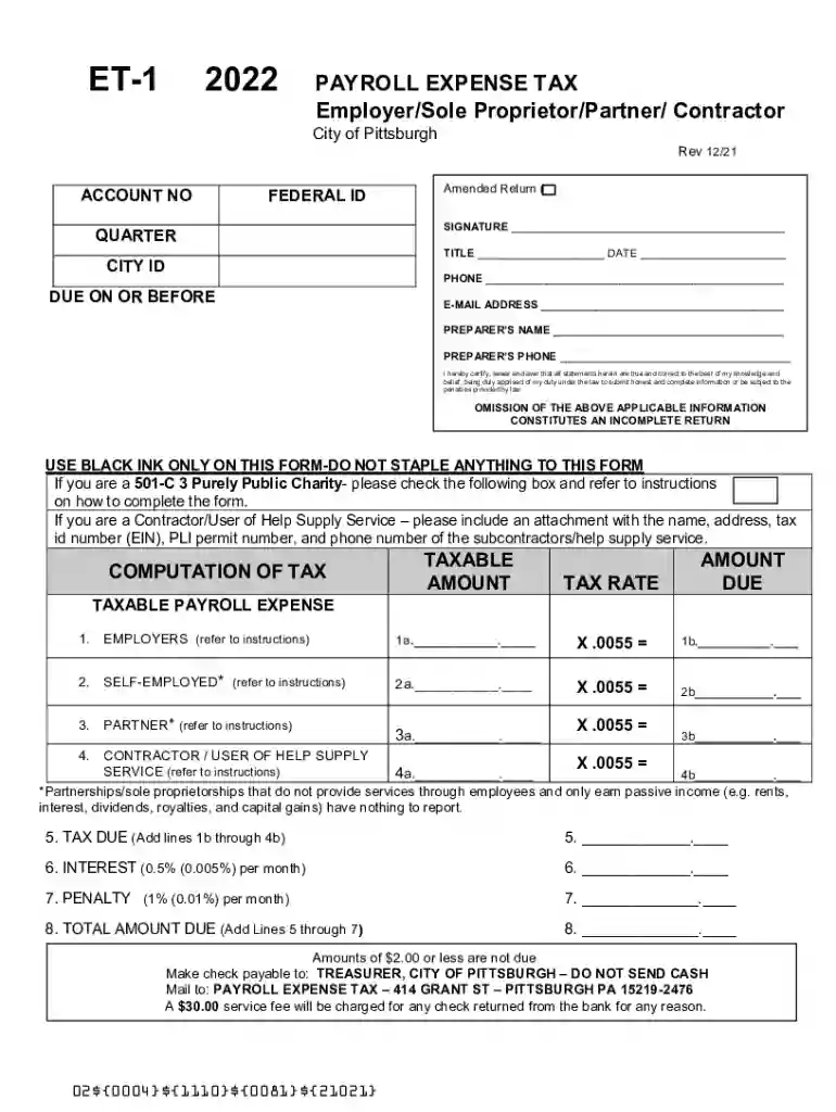 pittsburgh payroll expense tax Preview on Page 1