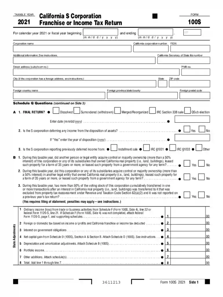 ca form 100s instructions Preview on Page 1