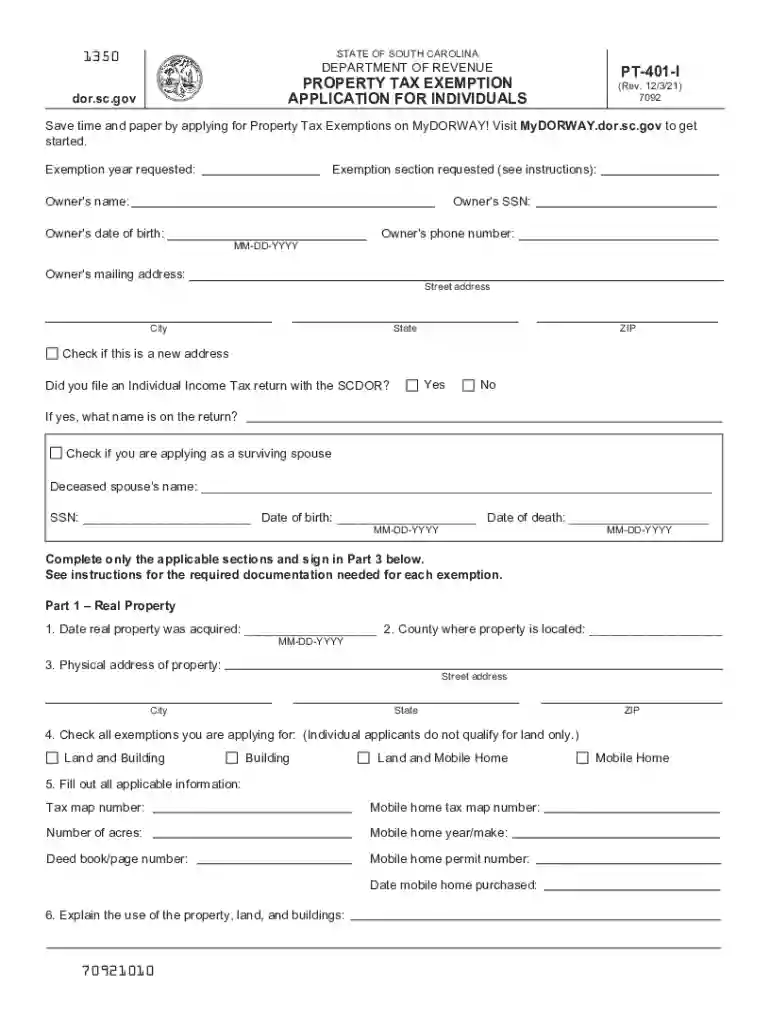 sc homestead exemption application form Preview on Page 1