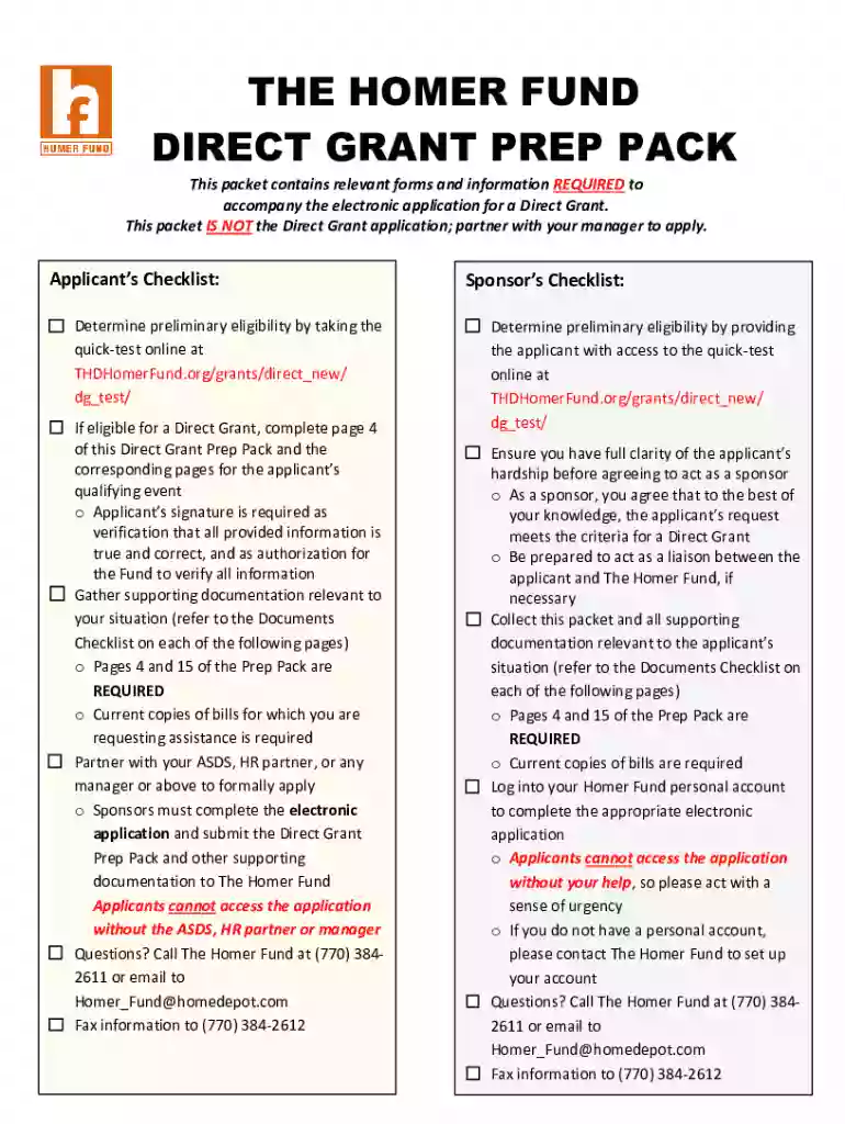 THE HOMER FUND MATCHING GRANT PRE-APPROVAL PACKET Preview on Page 1