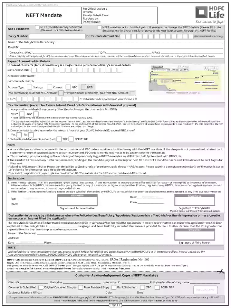 neft form filling Preview on Page 1