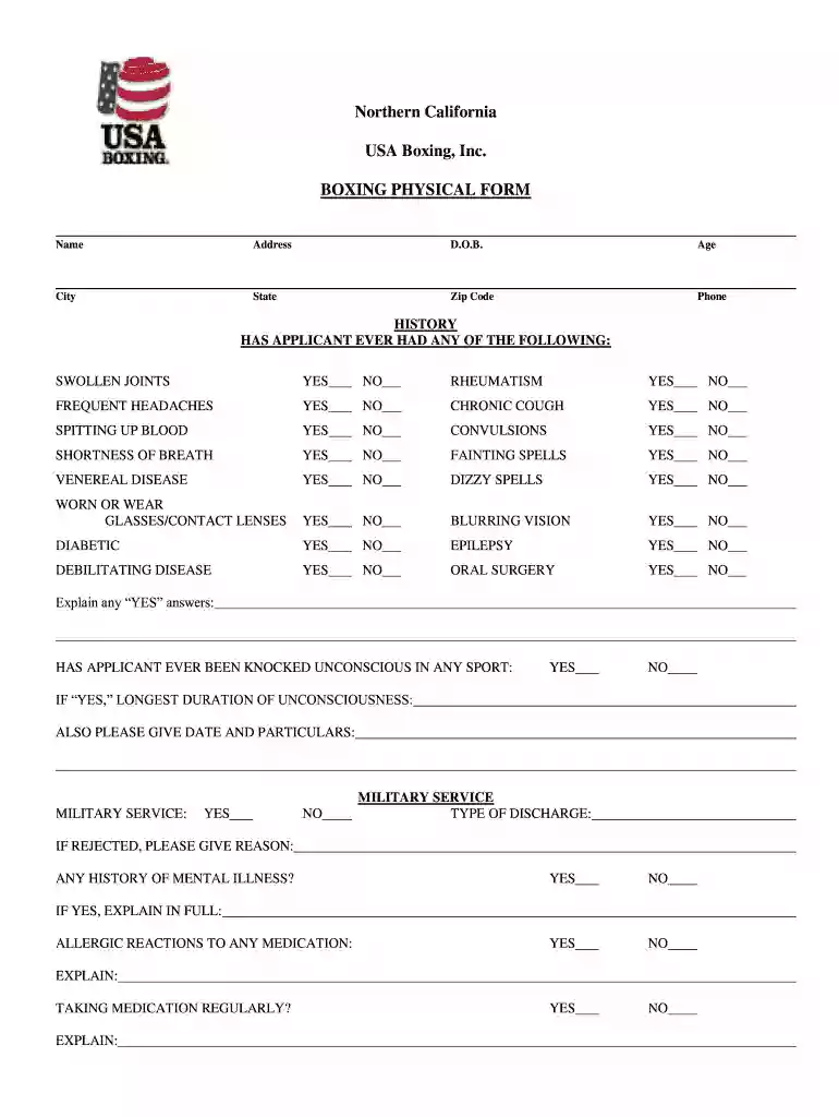 usa boxing physical form Preview on Page 1