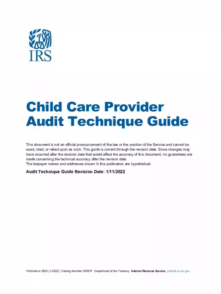 Child Care Provider Audit Technique Guide Preview on Page 1
