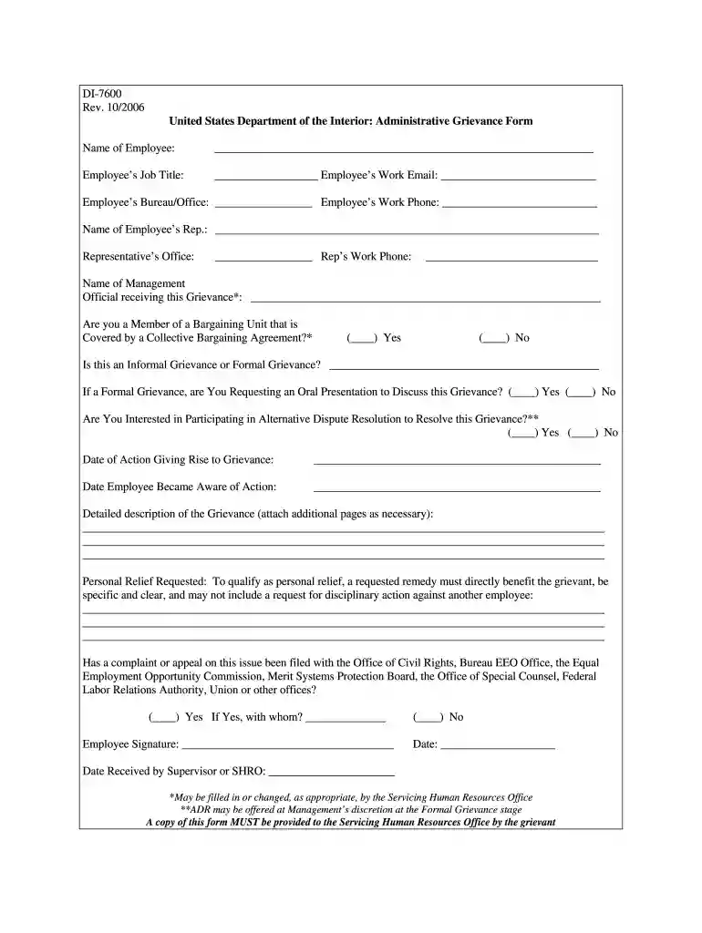 di 7600 form Preview on Page 1