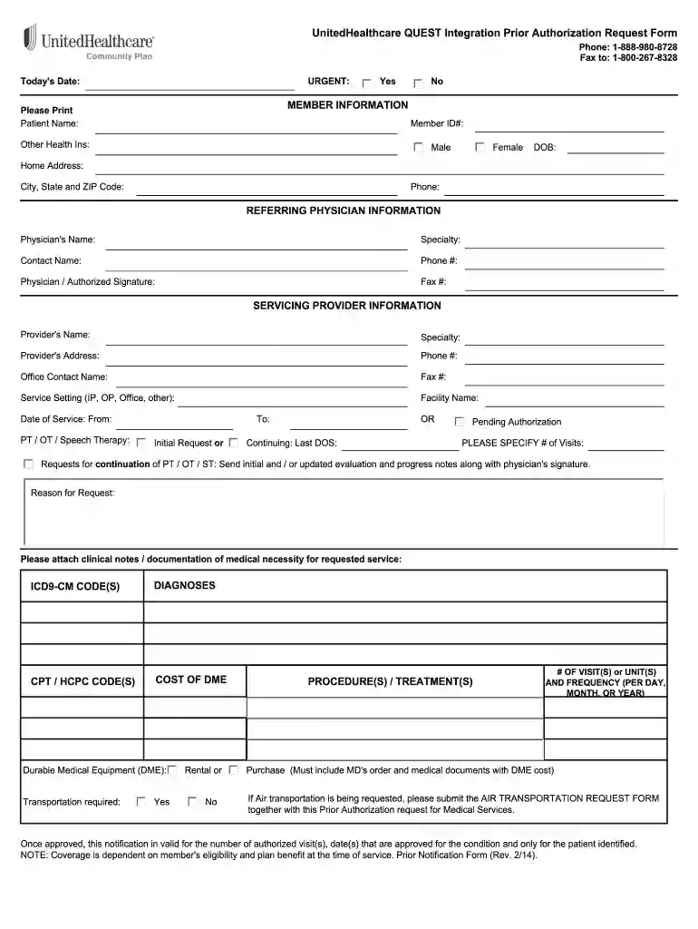 united healthcare prior authorization form outpatient pdf Preview on Page 1