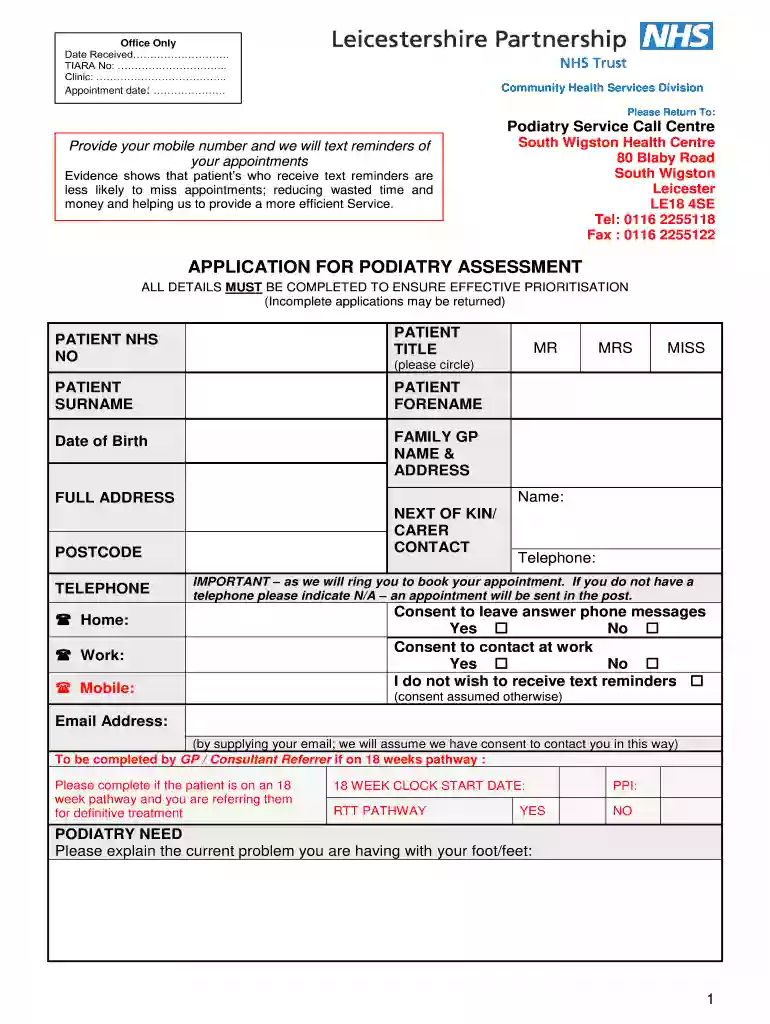 chiropody for pensioners Preview on Page 1