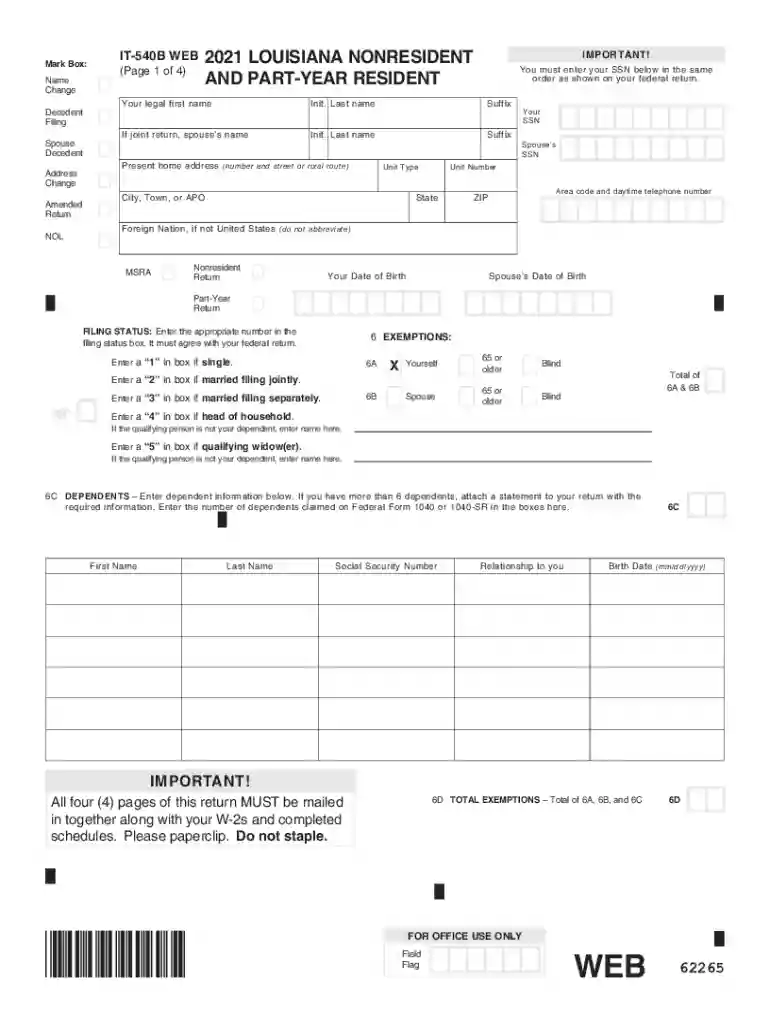 louisiana non resident income tax instructions Preview on Page 1