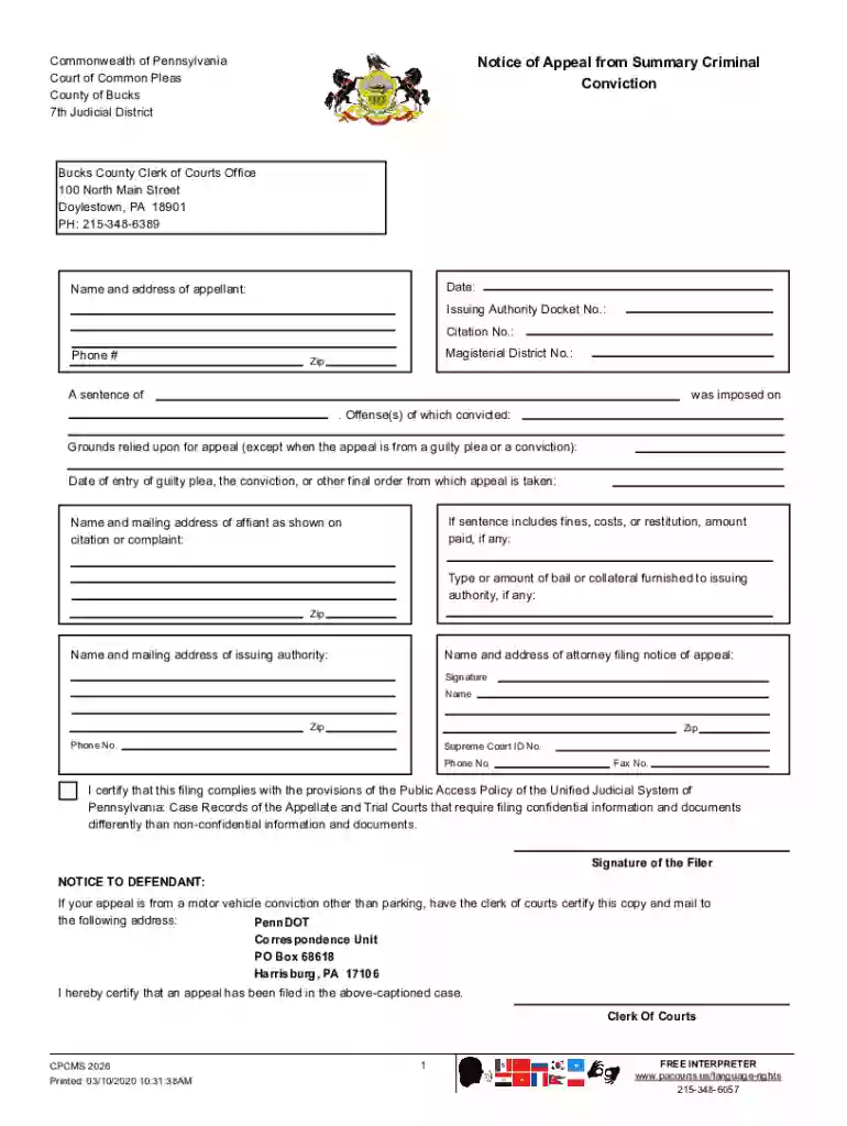 notice appeal summary conviction Preview on Page 1
