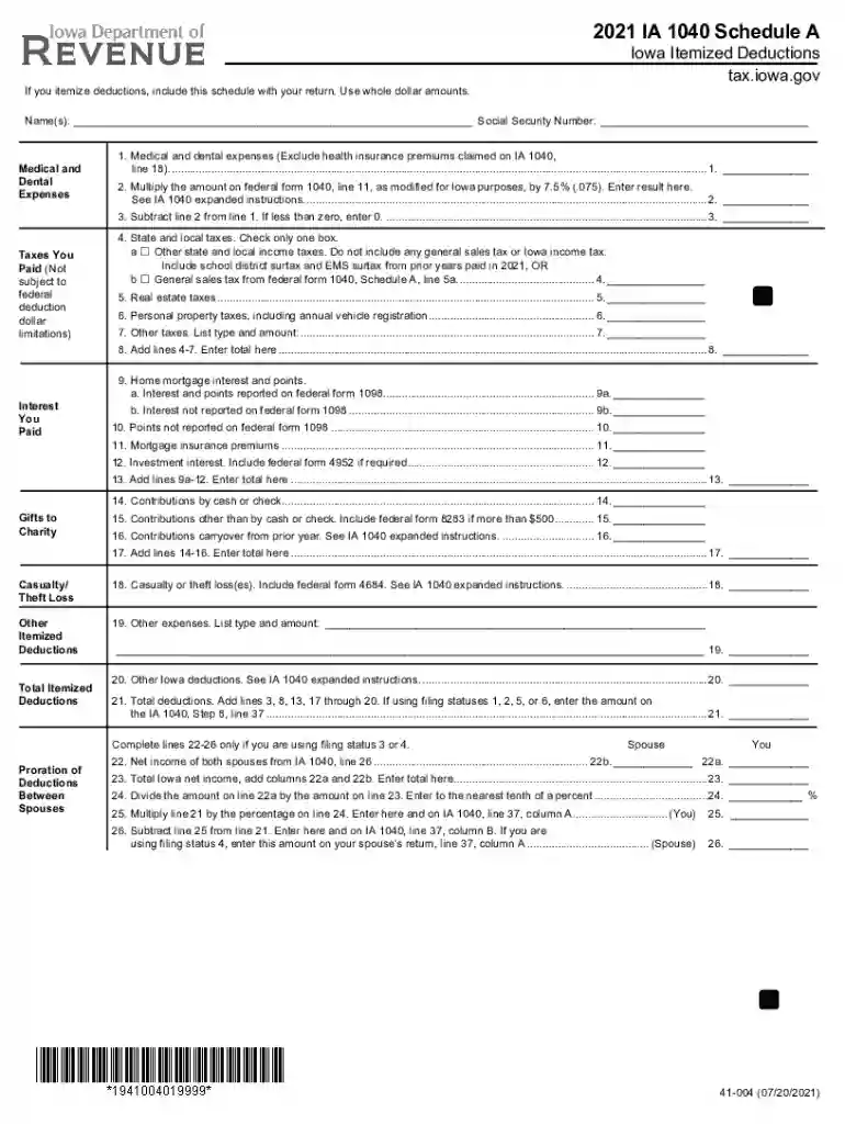 2021 schedule a form Preview on Page 1