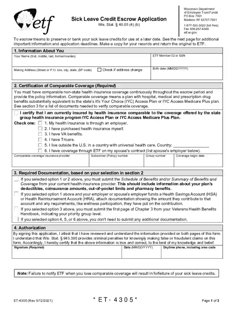 ET4317ETF - Wisconsin Department of Employee Trust Funds Preview on Page 1