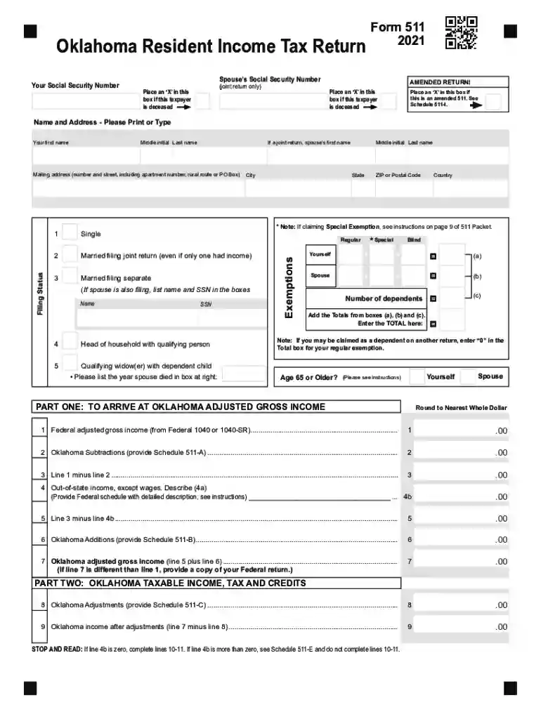 oklahoma state tax form 2024 printable Preview on Page 1