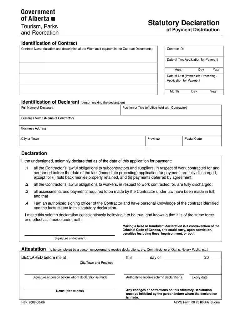 statutory declaration form ontario Preview on Page 1