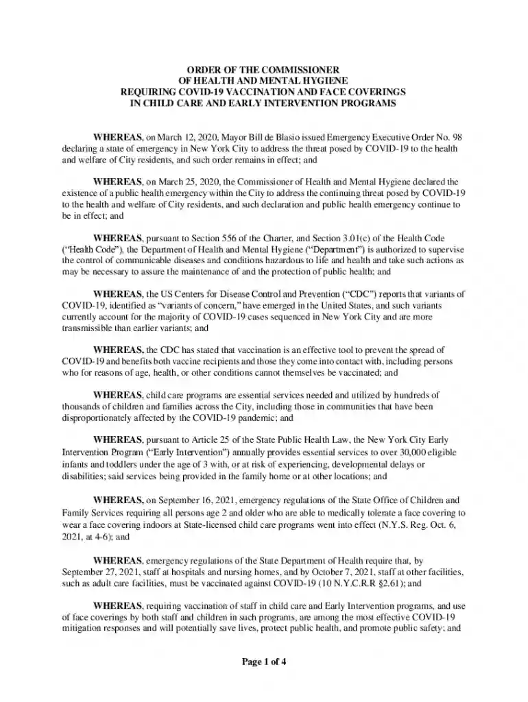 Page 1 of 4 ORDER OF THE COMMISSIONER OF HEALTH AND Preview on Page 1