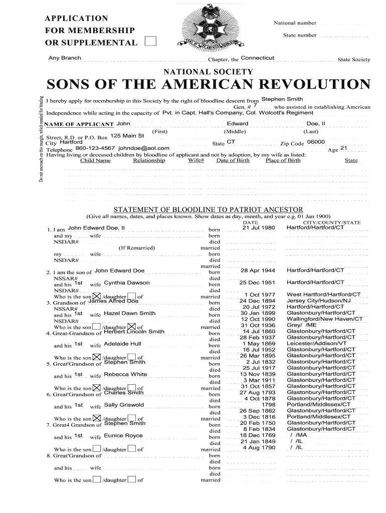 SONS OF THE AMERICAN REVOLUTION Preview on Page 1