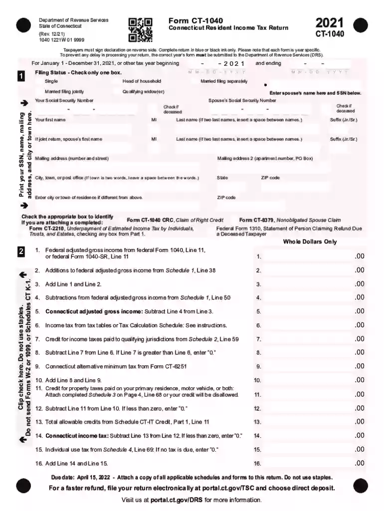 ct 1040 tax tables 2022 Preview on Page 1