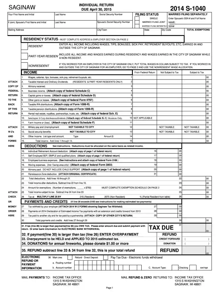 S-1040 Form-vm (1) - City of Saginaw MI Preview on Page 1
