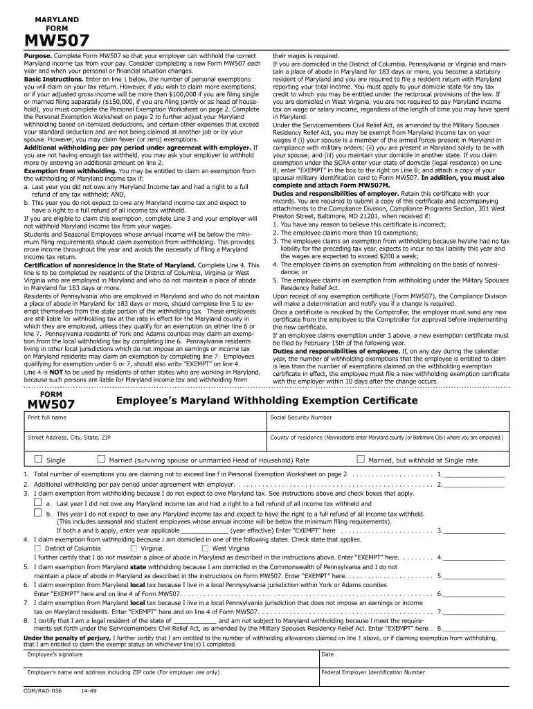 2015 mw 507 form Preview on Page 1