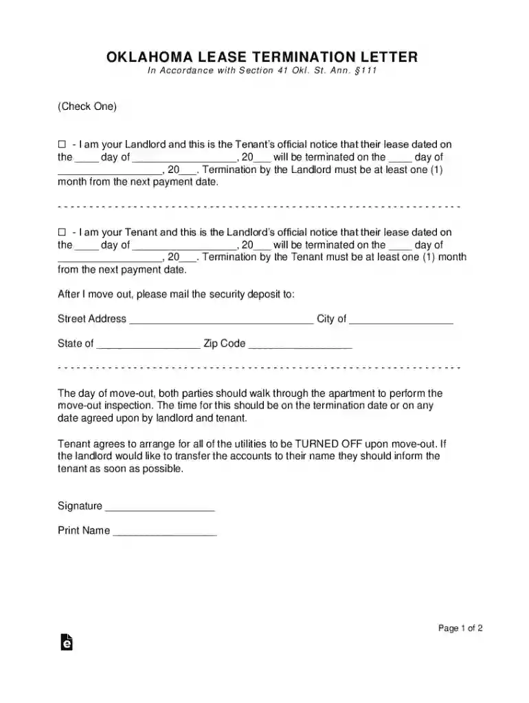 oklahoma termination letter Preview on Page 1