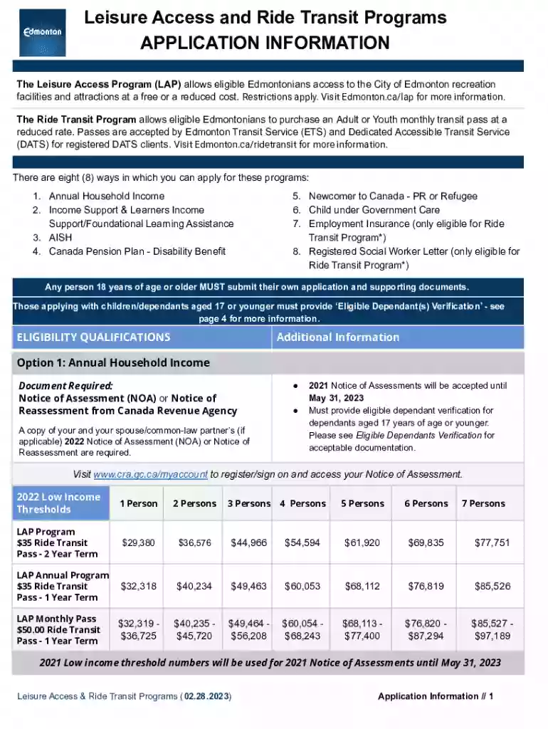 edmonton leisure access Preview on Page 1