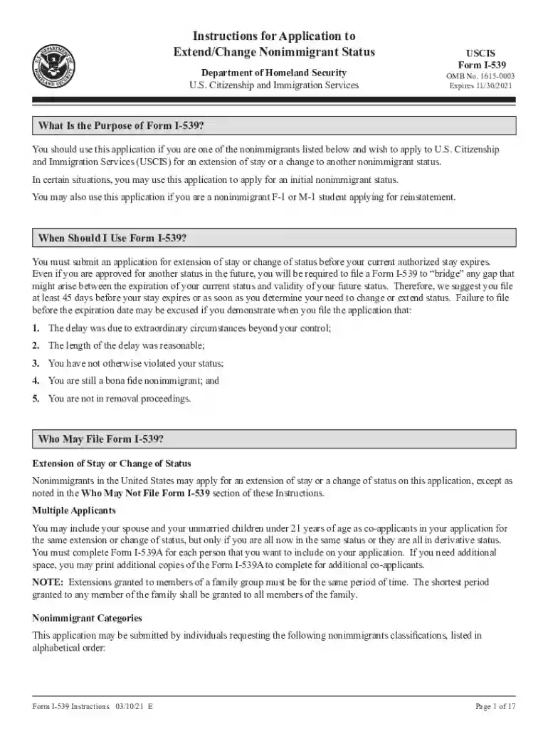 uscis i 539 instructions Preview on Page 1