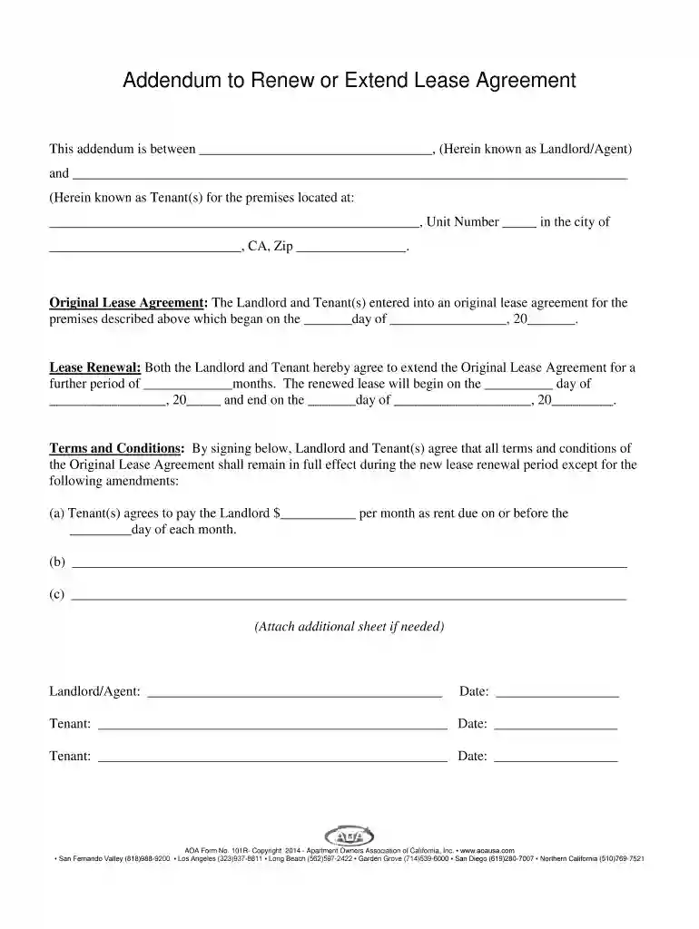 lease extension addendum Preview on Page 1