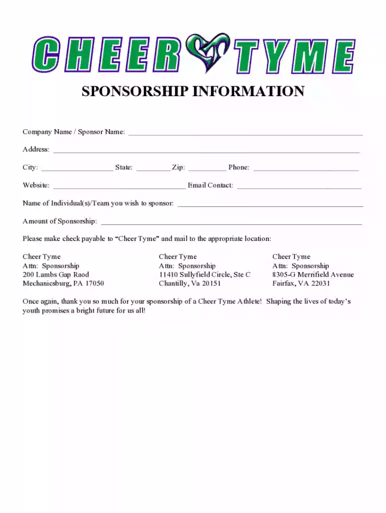 cheer sponsorship letter Preview on Page 1
