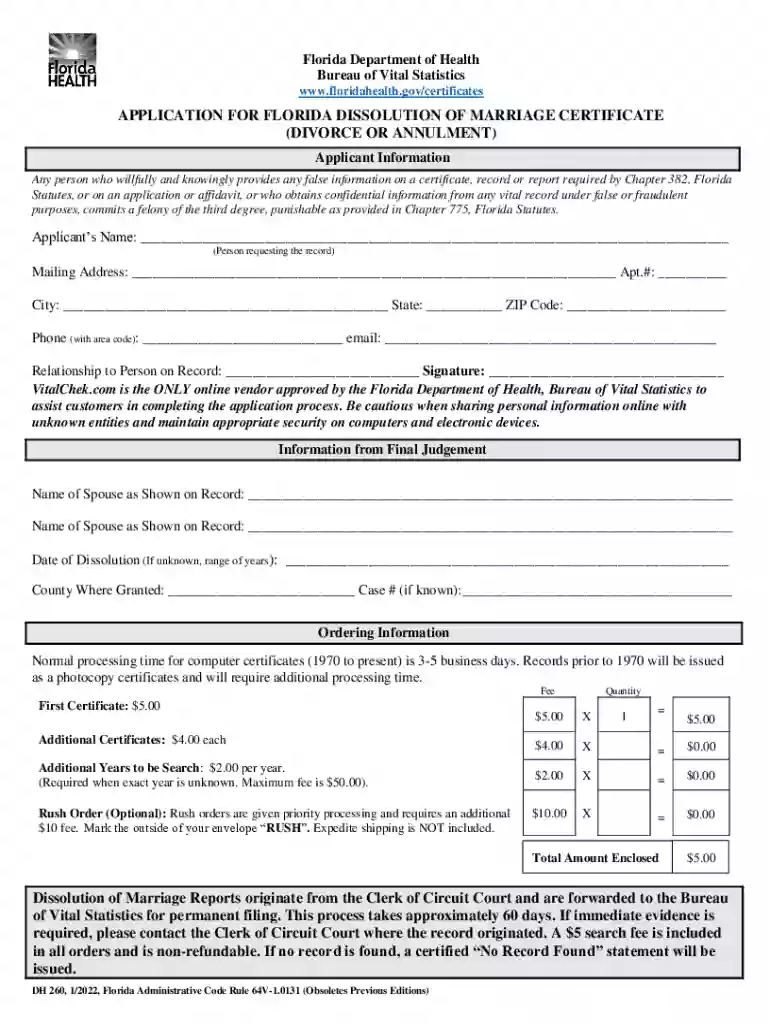 dh260 form Preview on Page 1