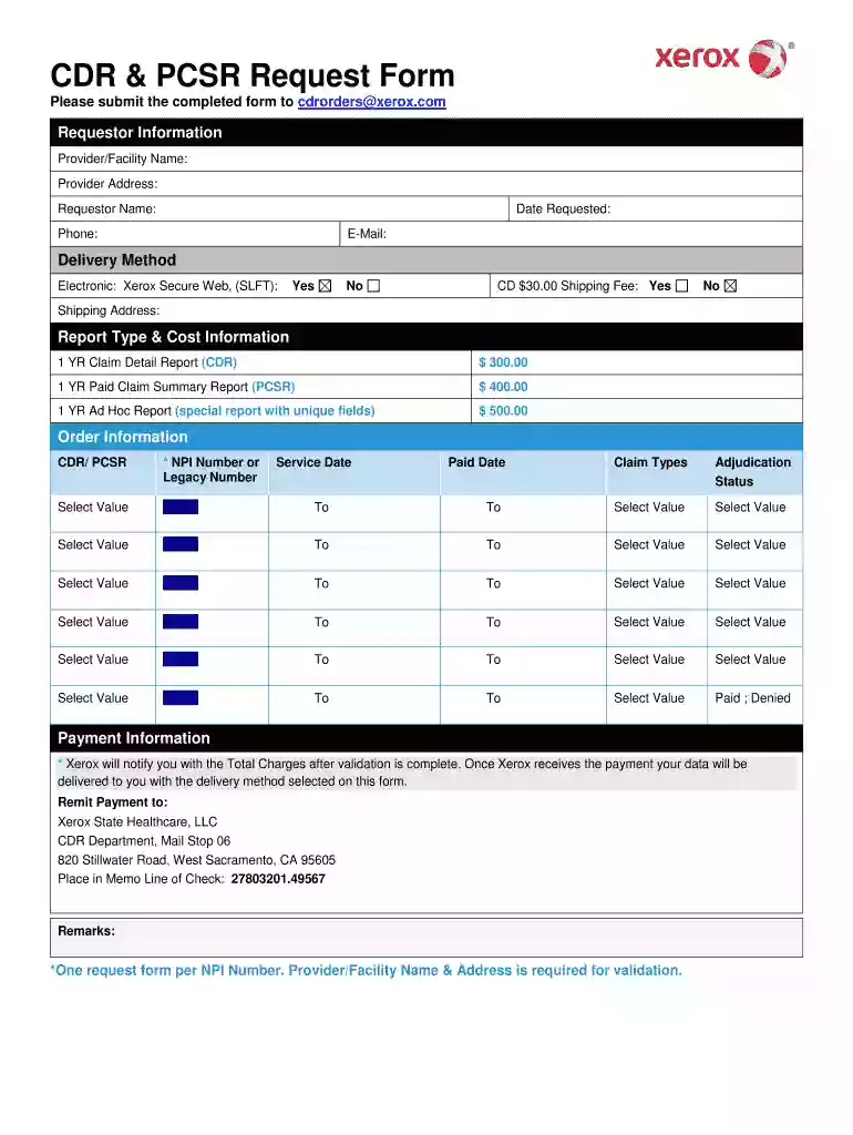 cdr request form Preview on Page 1