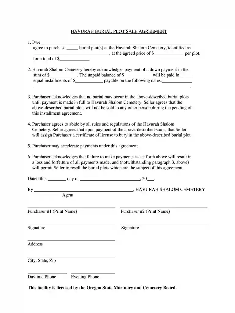 cemetery forms free download Preview on Page 1