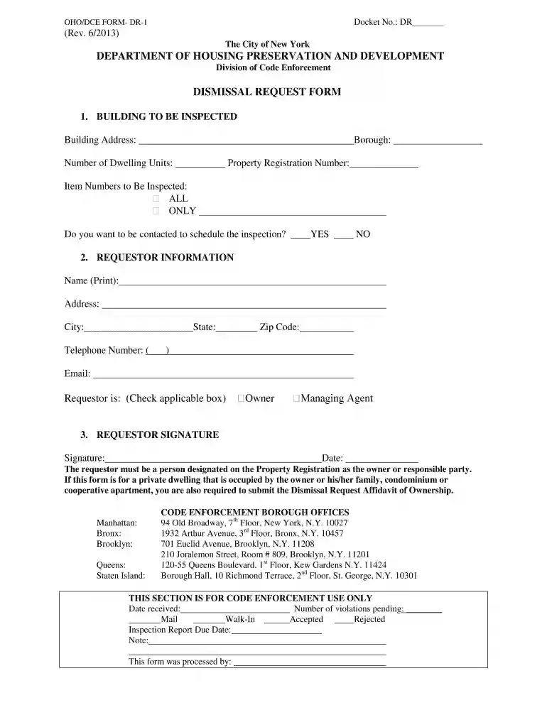 dismissal request form Preview on Page 1