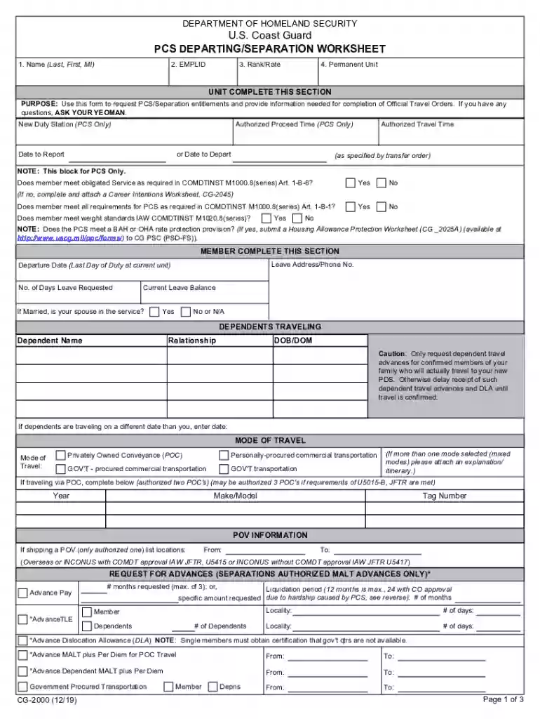 coast guard pilot trip sheet Preview on Page 1