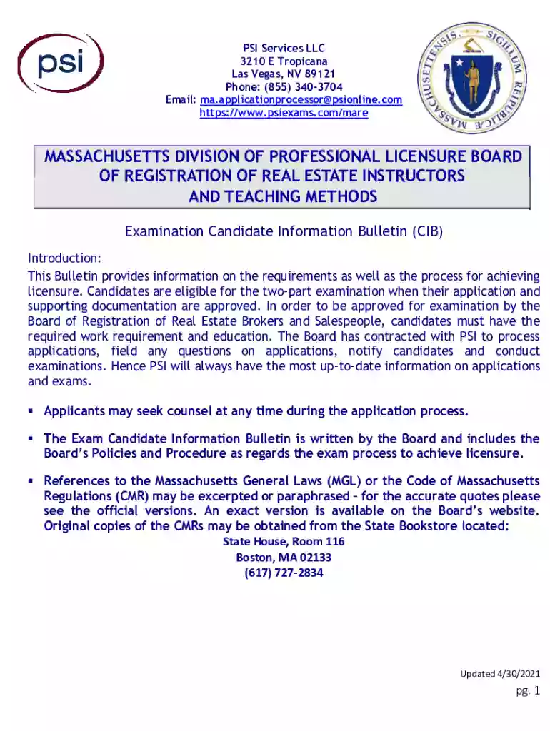 mass division of professional licensure Preview on Page 1