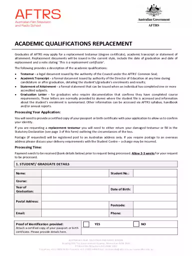 Fillable Online Academic Qualifications Form PDF Preview on Page 1