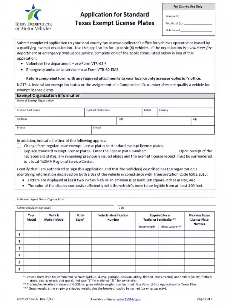 d2l2jhoszs7d12 cloudfront state TexasApplication for Standard Texas Exempt License Plates Preview on Page 1