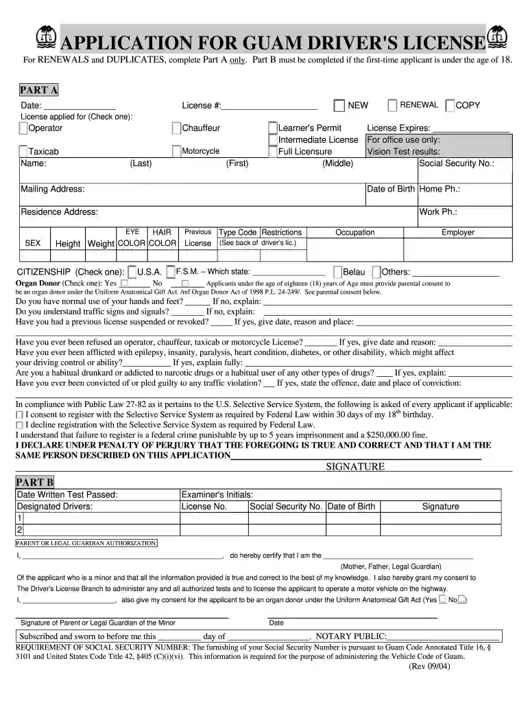 guam drivers license renewal Preview on Page 1