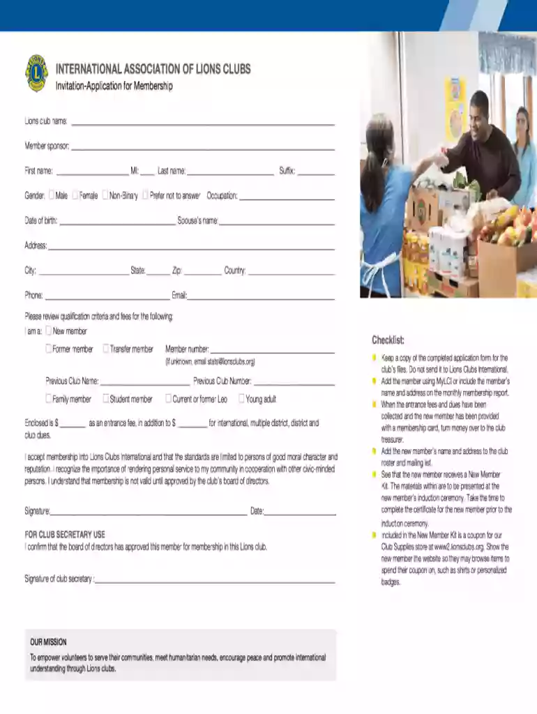 lions club membership application form pdf Preview on Page 1