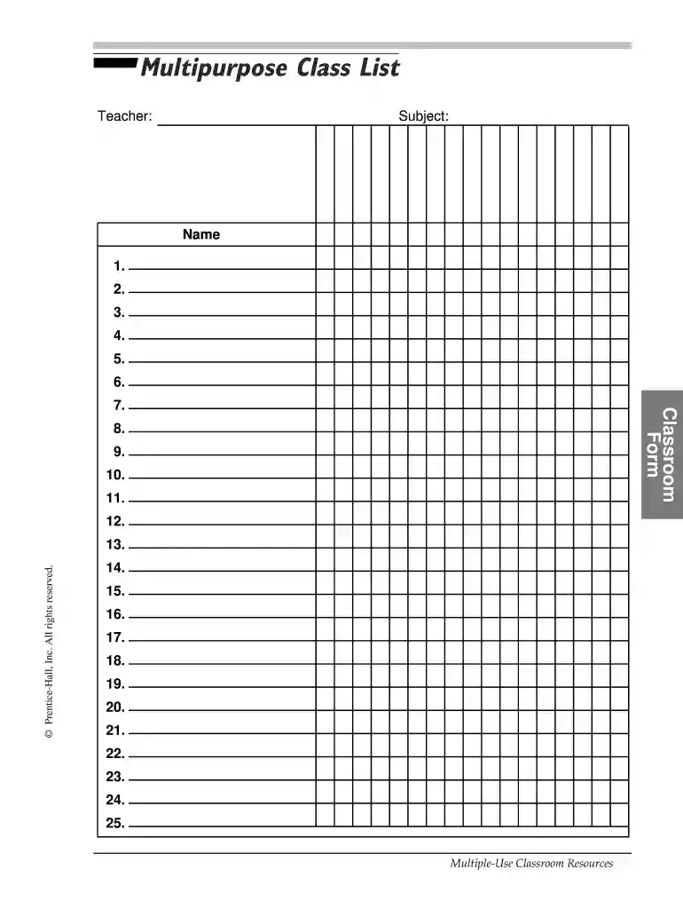 editable class list template free Preview on Page 1