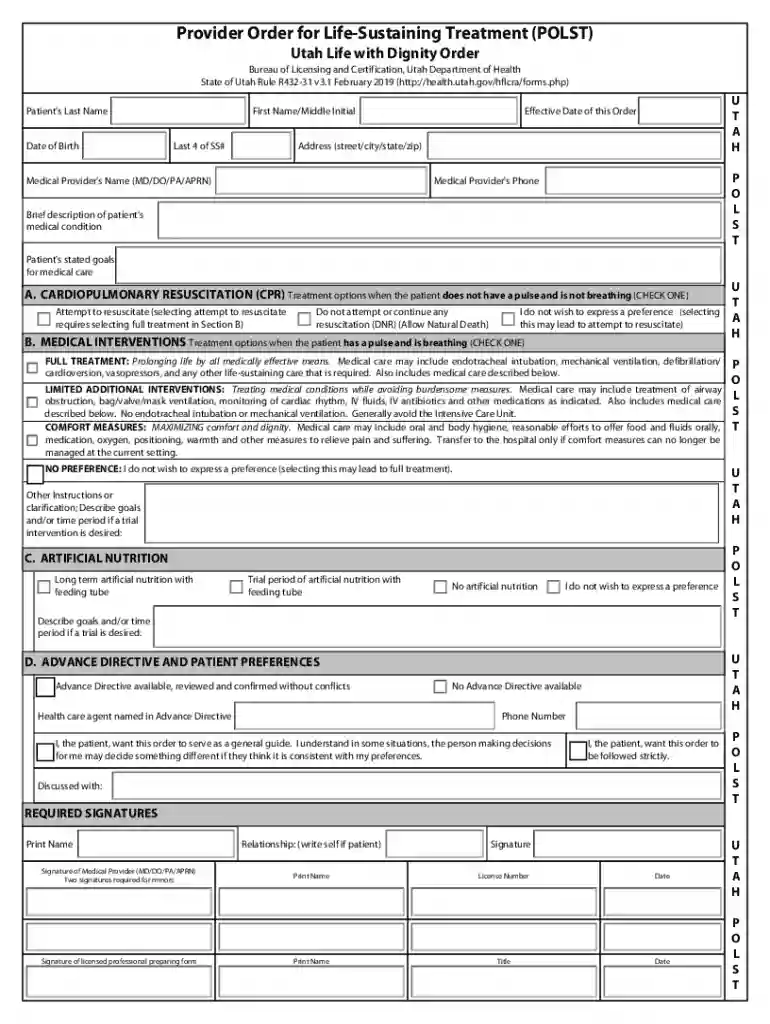 polst form utah Preview on Page 1