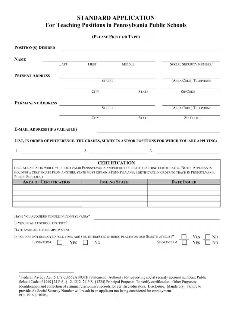 pde 353a 2008 form Preview on Page 1