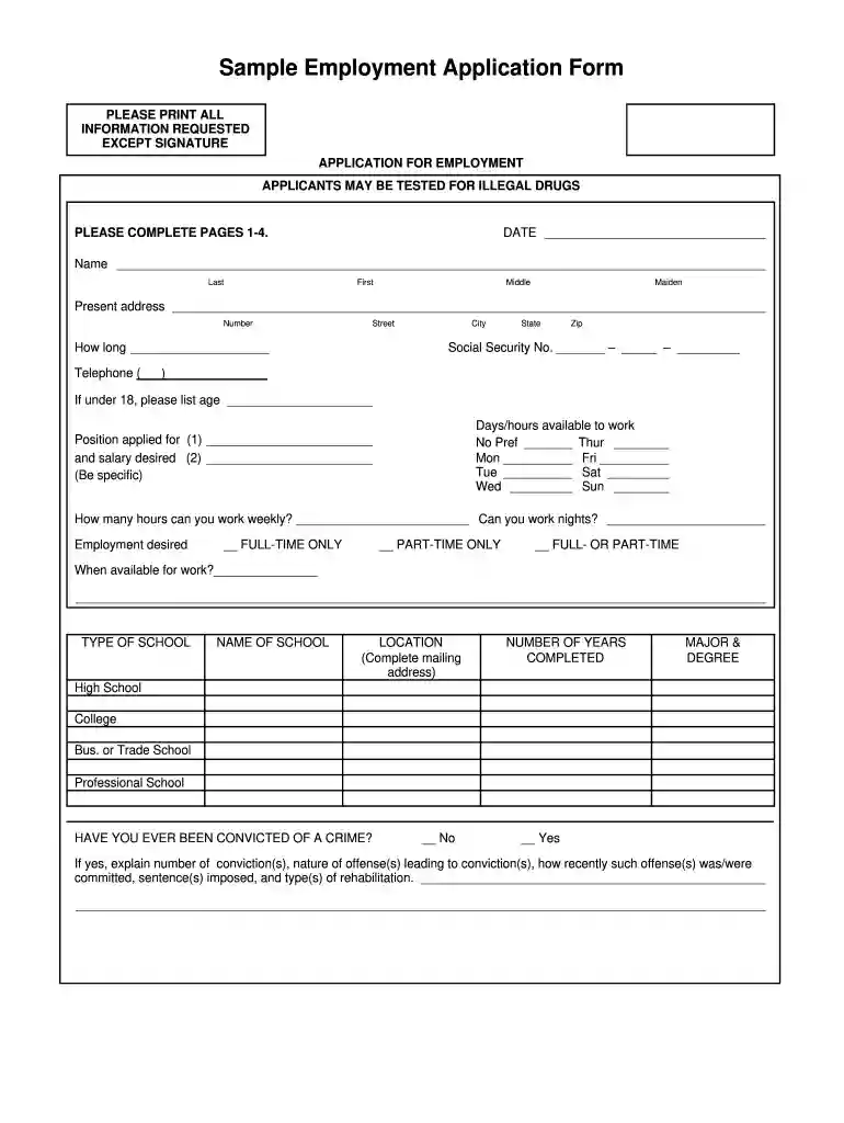marshalls job application form Preview on Page 1
