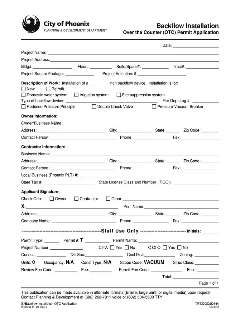 city of phoenix hydrant meter application Preview on Page 1
