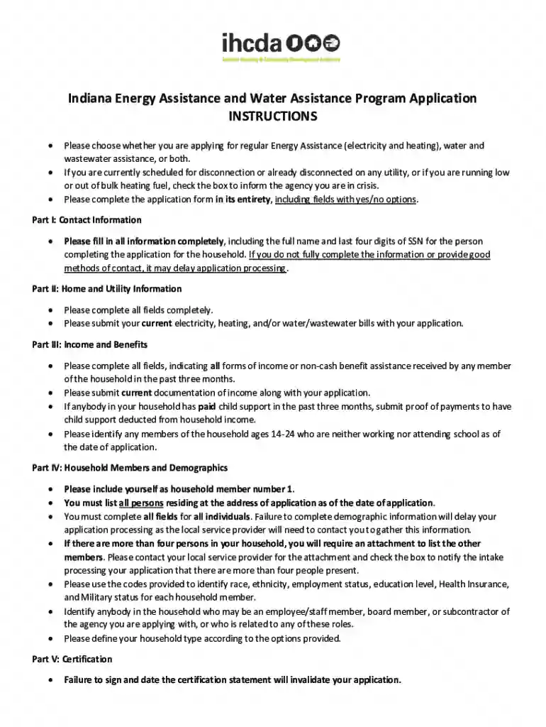 Indiana energy assistance program application Preview on Page 1
