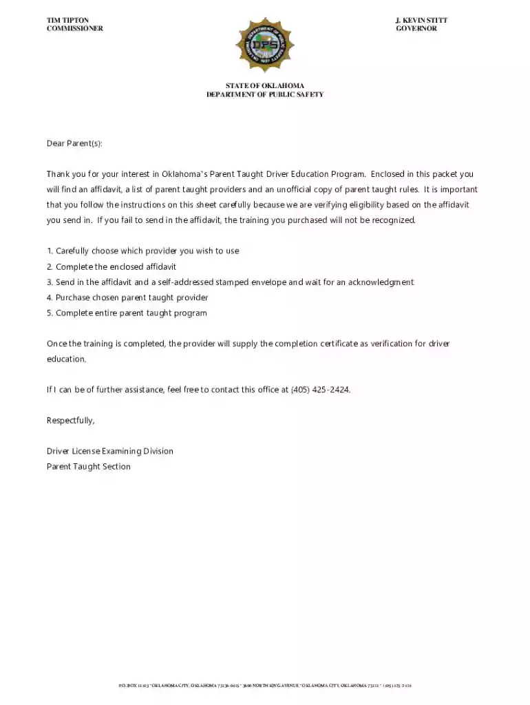 Dear Parent(s): Thank you for your interest in Oklahoma's Parent Preview on Page 1